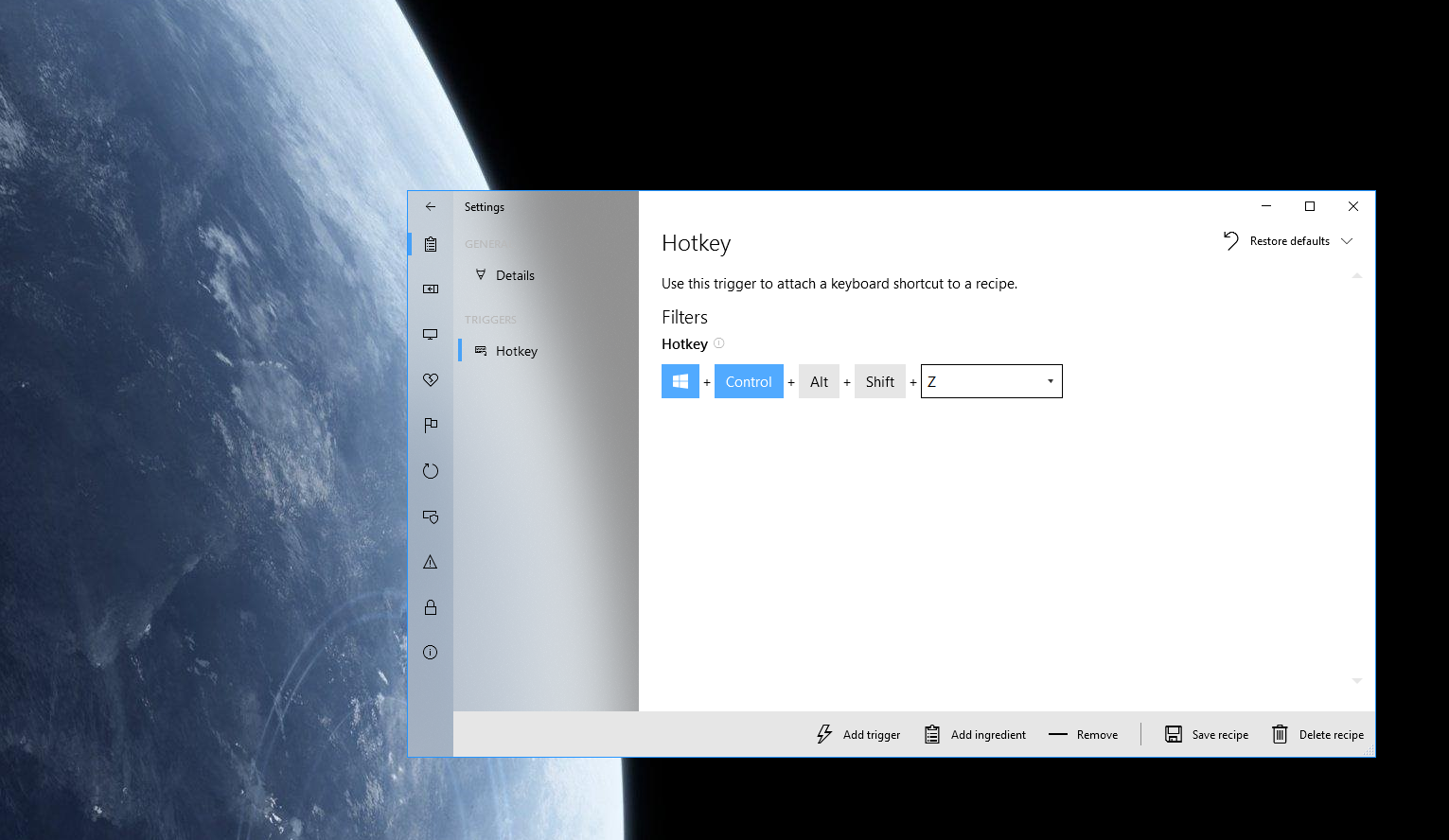 MaxTo's settings window editing a hotkey.